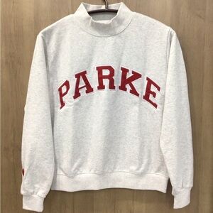 Parker Light Gray and Red Turtleneck Sweater🍓🍓